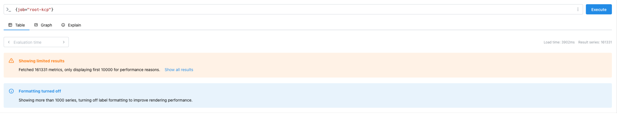 Metrics cardinality count